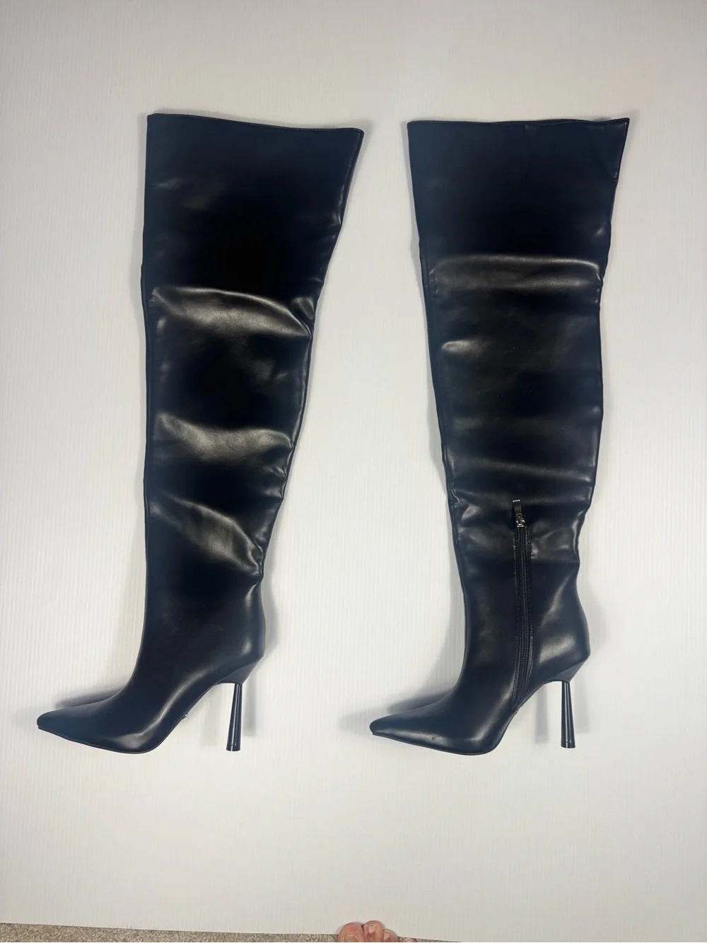 Azalea Wang WYNNDY Black Thigh High Stiletto Boots | Pointed Toe |sexy statement